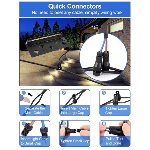 DOREIO RGB LED Wall Sconce 6 Pack Outdoor Hardscape Stair Deck Lights Black - Picture 8 of 10